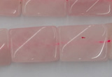 CTW391 15.5 inches 18*25mm twisted rectangle rose quartz beads