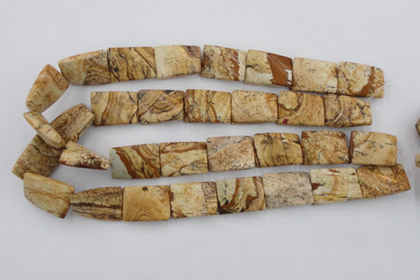 CTW396 15.5 inches 18*25mm twisted rectangle picture jasper beads