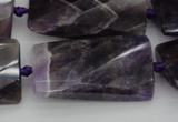 CTW453 20*38mm faceted & twisted rectangle dogtooth amethyst beads