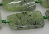 CTW454 20*38mm faceted & twisted rectangle green rutilated quartz beads