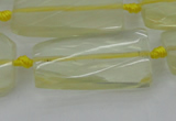 CTW455 20*38mm faceted & twisted rectangle lemon quartz beads