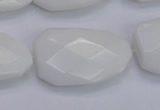 CTW507 15.5 inches 20*30mm faceted & twisted white porcelain beads