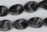 CTW64 15.5 inches 13*18mm twisted oval black labradorite beads