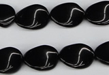 CTW70 15.5 inches 15*20mm twisted oval black agate gemstone beads