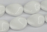 CTW76 15.5 inches 15*20mm twisted oval white agate gemstone beads