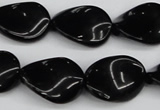 CTW77 15.5 inches 15*20mm twisted oval black agate gemstone beads