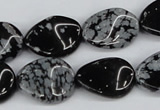 CTW78 15.5 inches 15*20mm twisted oval snowflake obsidian beads