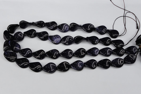 CTW79 15.5 inches 15*20mm twisted oval blue goldstone beads