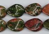 CTW81 15.5 inches 15*20mm twisted oval unakite gemstone beads