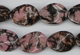 CTW84 15.5 inches 15*20mm twisted oval rhodonite gemstone beads