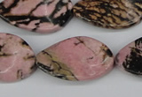 CTW95 15.5 inches 18*30mm twisted oval rhodonite gemstone beads