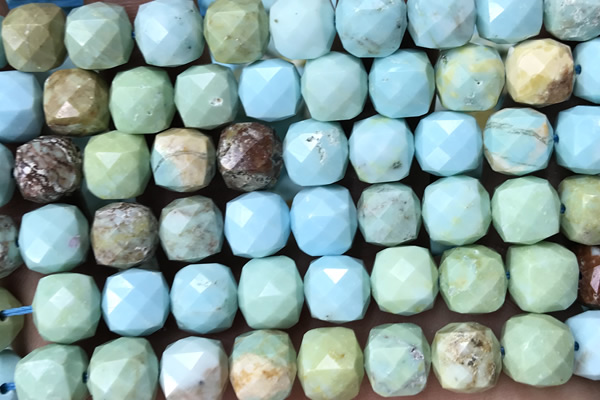 CUBE212 15 inches 8mm faceted cube turquoise gemstone beads