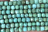 CUBE214 15 inches 8mm faceted cube turquoise gemstone beads