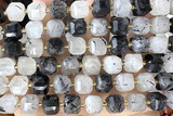 CUBE226 15 inches 10mm faceted cube black rutilated quartz beads wholesale