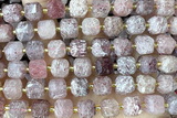 CUBE227 15 inches 10mm faceted cube strawberry quartz beads wholesale