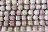 CUBE228 15 inches 10mm faceted cube pink wooden jasper beads wholesale