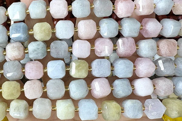 CUBE230 15 inches 10mm faceted cube morganite beads wholesale