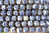 CUBE231 15 inches 10mm faceted cube blue spot stone beads wholesale