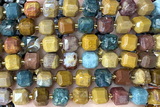 CUBE240 15 inches 10mm faceted cube ocean agate beads wholesale