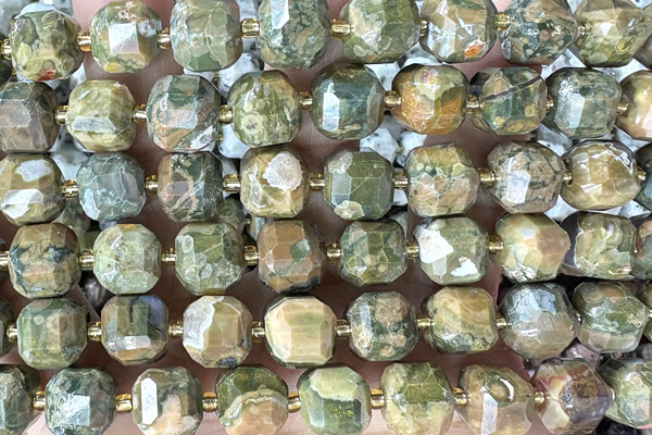 CUBE243 15 inches 10mm faceted cube rhyolite gemstone beads wholesale