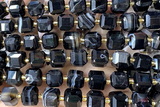 CUBE254 15 inches 10mm faceted cube black agate beads wholesale