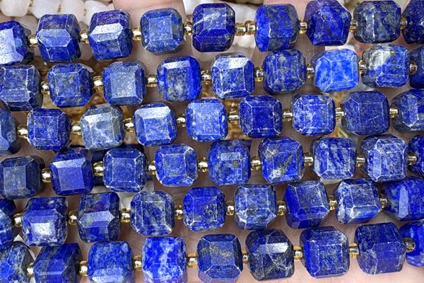 CUBE256 15 inches 10mm faceted cube lapis lazuli beads wholesale