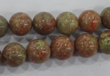 CUG104 15.5 inches 12mm round Chinese unakite beads wholesale