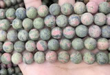 CUG193 15.5 inches 10mm round matte unakite beads wholesale