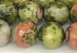 CUG195 15 inches 6mm faceted round unakite beads wholesale