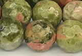 CUG197 15 inches 10mm faceted round unakite beads wholesale