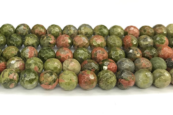 CUG198 15 inches 12mm faceted round unakite beads wholesale