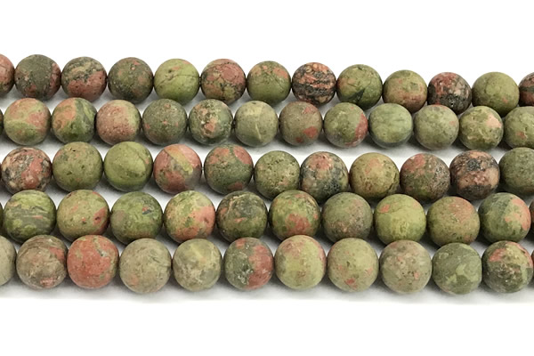 CUG208 15 inches 10mm round matte unakite beads