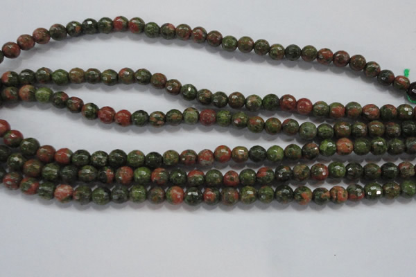 CUG300 15.5 inches 4mm faceted round unakite gemstone beads