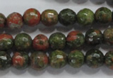 CUG301 15.5 inches 6mm faceted round unakite gemstone beads