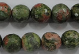 CUG303 15.5 inches 10mm faceted round unakite gemstone beads