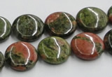 CUG50 16 inches 15mm flat round natural unakite gemstone beads wholesale