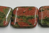 CUG51 16 inches 30*30mm square natural unakite gemstone beads wholesale