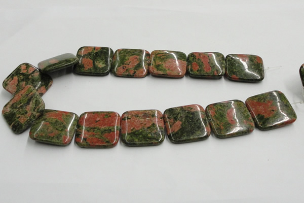 CUG51 16 inches 30*30mm square natural unakite gemstone beads wholesale