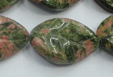 CUG64 16 inches 22*30mm twisted leaf natural unakite beads wholesale