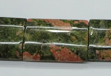 CUG72 15.5 inches 22*30mm flat tube unakite gemstone beads