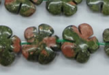 CUG74 15.5 inches 20mm carved flower unakite gemstone beads