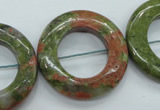 CUG76 15.5 inches 30mm donut unakite gemstone beads wholesale