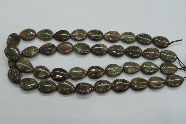 CUJ04 15.5 inches 15*20mm flat teardrop autumn jasper gemstone beads