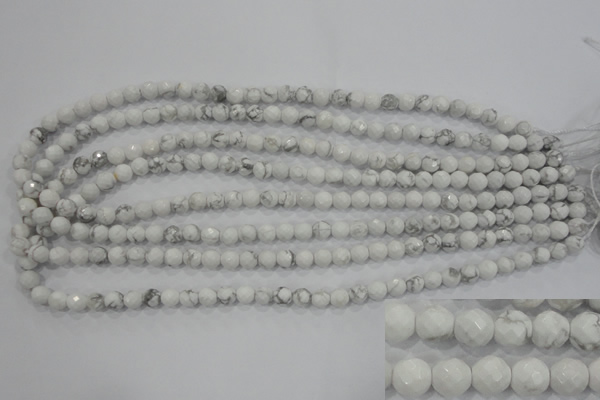 CWB211 15.5 inches 6mm faceted round natural white howlite beads