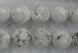 CWB215 15.5 inches 14mm faceted round natural white howlite beads