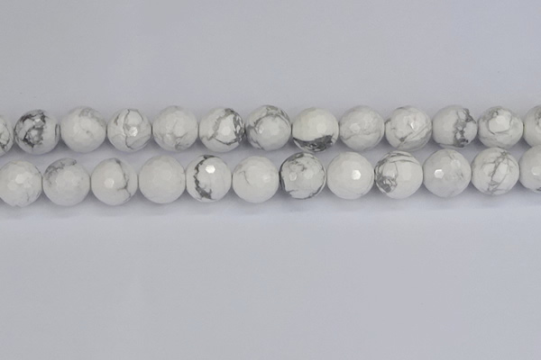 CWB235 15.5 inches 14mm faceted round white howlite beads