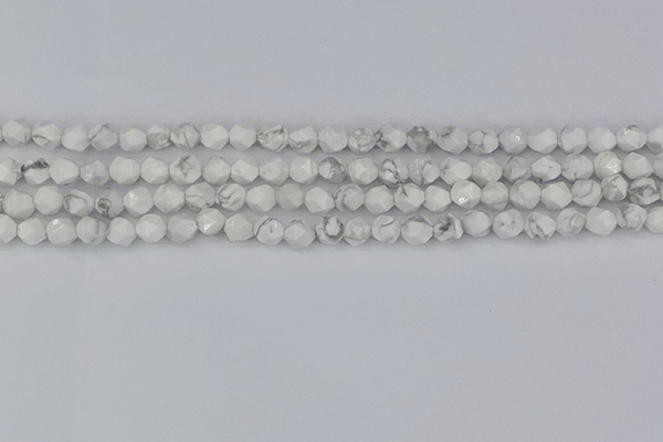 CWB238 15.5 inches 6mm faceted nuggets white howlite beads