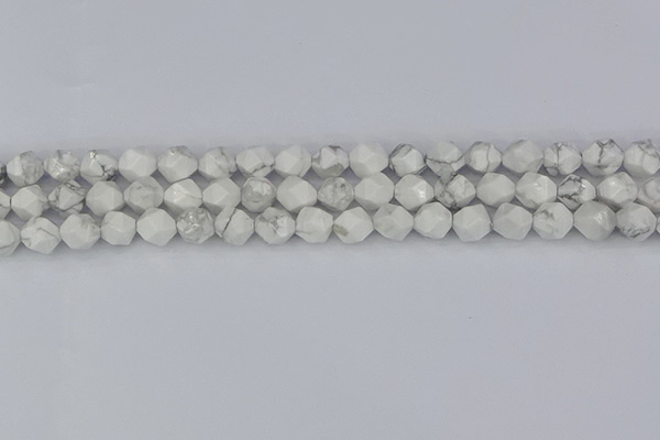 CWB239 15.5 inches 8mm faceted nuggets white howlite beads