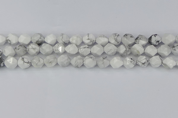 CWB240 15.5 inches 10mm faceted nuggets white howlite beads