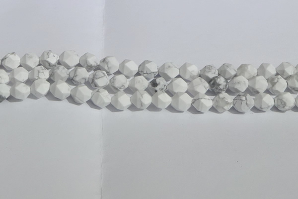 CWB245 15.5 inches 8mm faceted nuggets matte white howlite beads